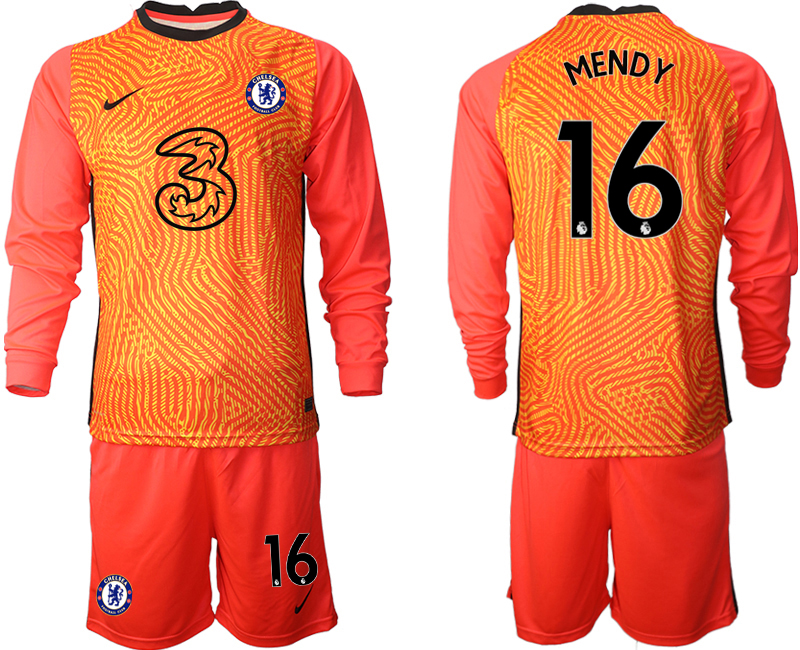 Men 2021 Chelsea red goalkeeper long sleeve 16 soccer jerseys